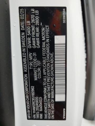 2025 VOLVO XC60 PLUS YV4M12RC9S1182962