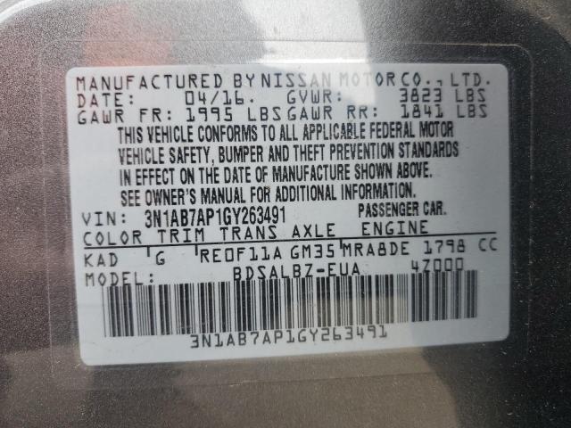 2016 NISSAN SENTRA S - 3N1AB7AP1GY263491