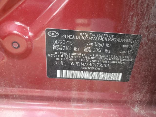 2016 HYUNDAI ELANTRA SE 5NPDH4AE4GH730101