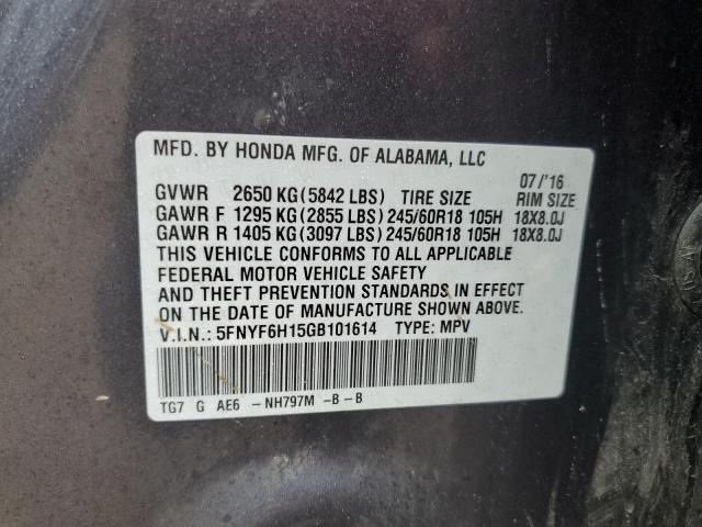 2016 HONDA PILOT LX 5FNYF6H15GB101614