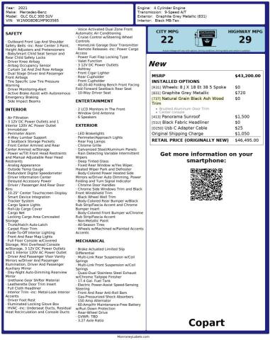 2021 MERCEDES-BENZ GLC 300 W1N0G8DB1MF903565