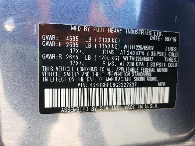 2016 SUBARU OUTBACK 2. - 4S4BSBFC8G3222337