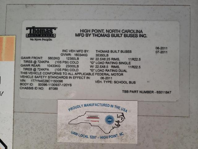 2012 THOMAS SAF-T-LINER HDX #3279582326