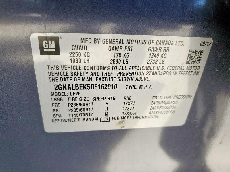 2013 CHEVROLET EQUINOX LS - 2GNALBEK5D6162910