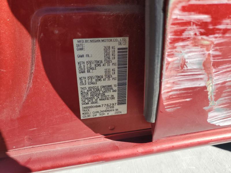 2017 NISSAN FRONTIER S - 1N6DD0EV6HN776297