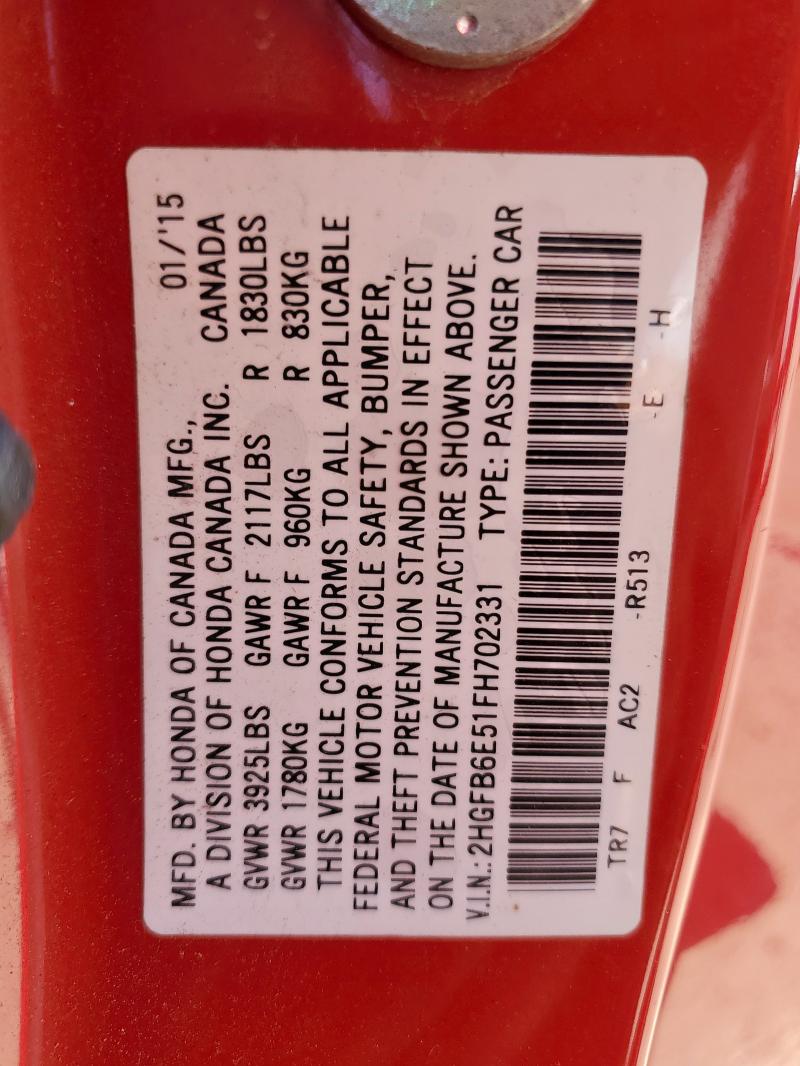 2015 HONDA CIVIC SI - 2HGFB6E51FH702331