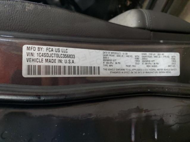 2020 DODGE DURANGO R/ 1C4SDJCT0LC356833