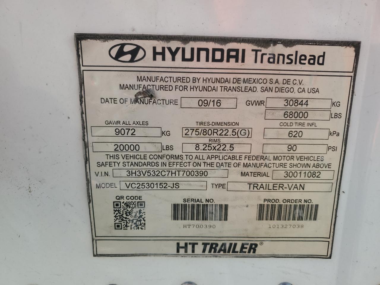 Lot #3270747854 2017 HYUNDAI UNKNOWN