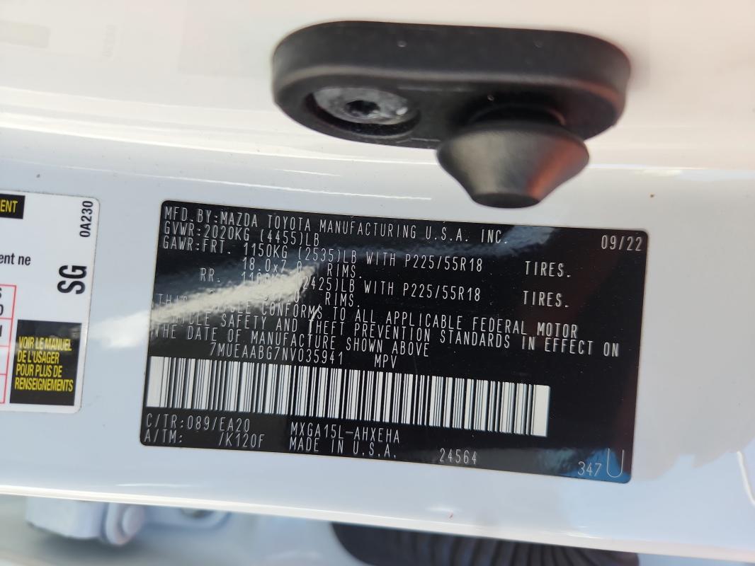 2022 TOYOTA COROLLA CR 7MUEAABG7NV035941