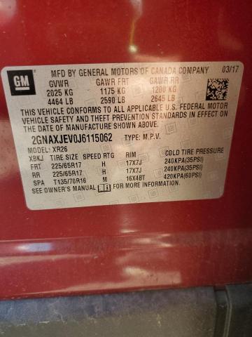 2018 CHEVROLET EQUINOX LT - 2GNAXJEV0J6115062