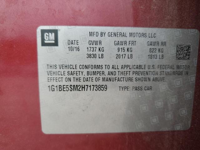 2017 CHEVROLET CRUZE LT 1G1BE5SM2H7173859
