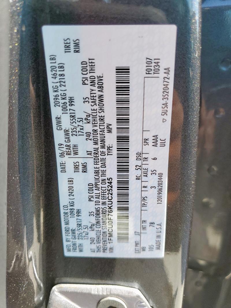 2019 FORD ESCAPE S #3290424796