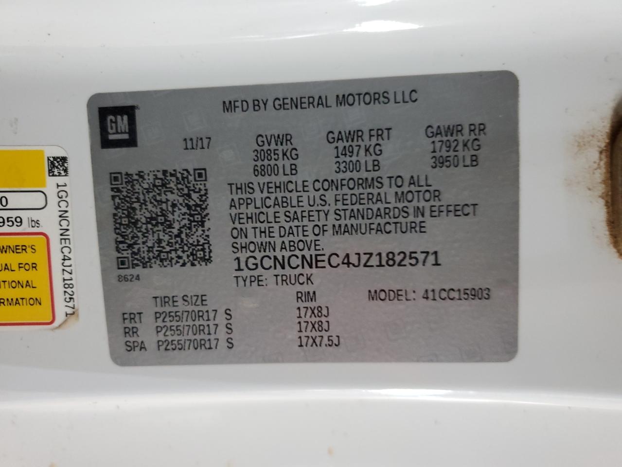 Lot #3310663737 2018 CHEVROLET SILVERADO