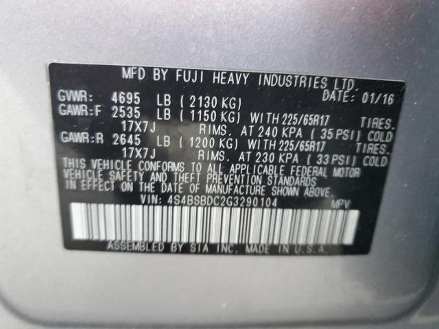 2016 SUBARU OUTBACK 2. - 4S4BSBDC2G3290104