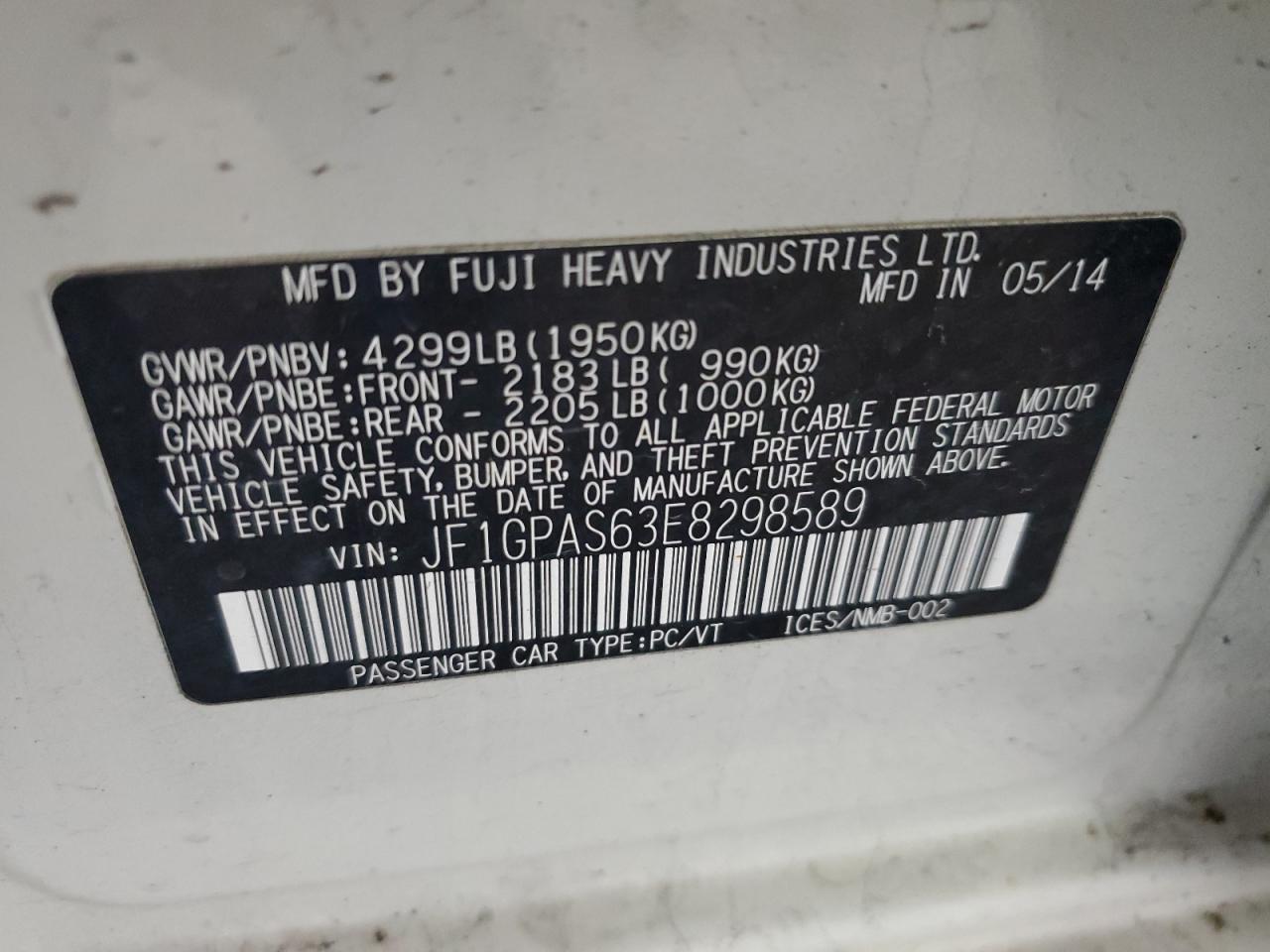 SUBARU IMPREZA SPORT LIMITED