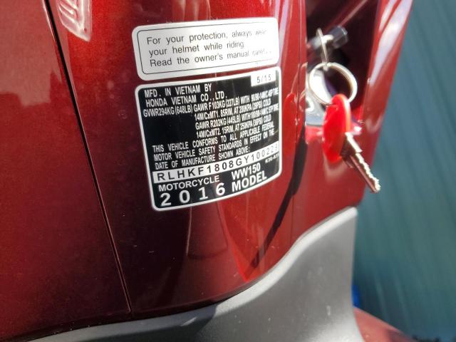2016 HONDA PCX 150 RLHKF1808GY100229