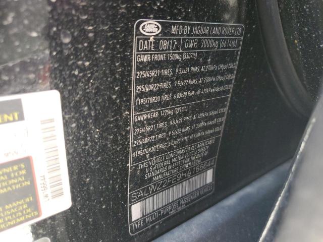 2017 LAND ROVER RANGE ROVE SALWZ2FE9HA166644