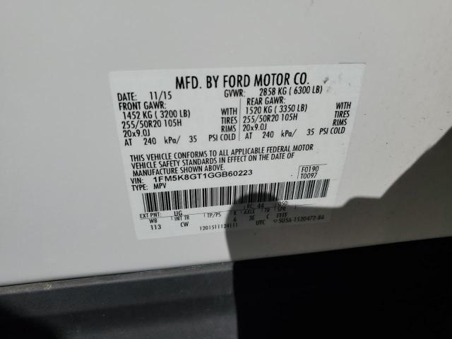 2016 FORD EXPLORER S - 1FM5K8GT1GGB60223