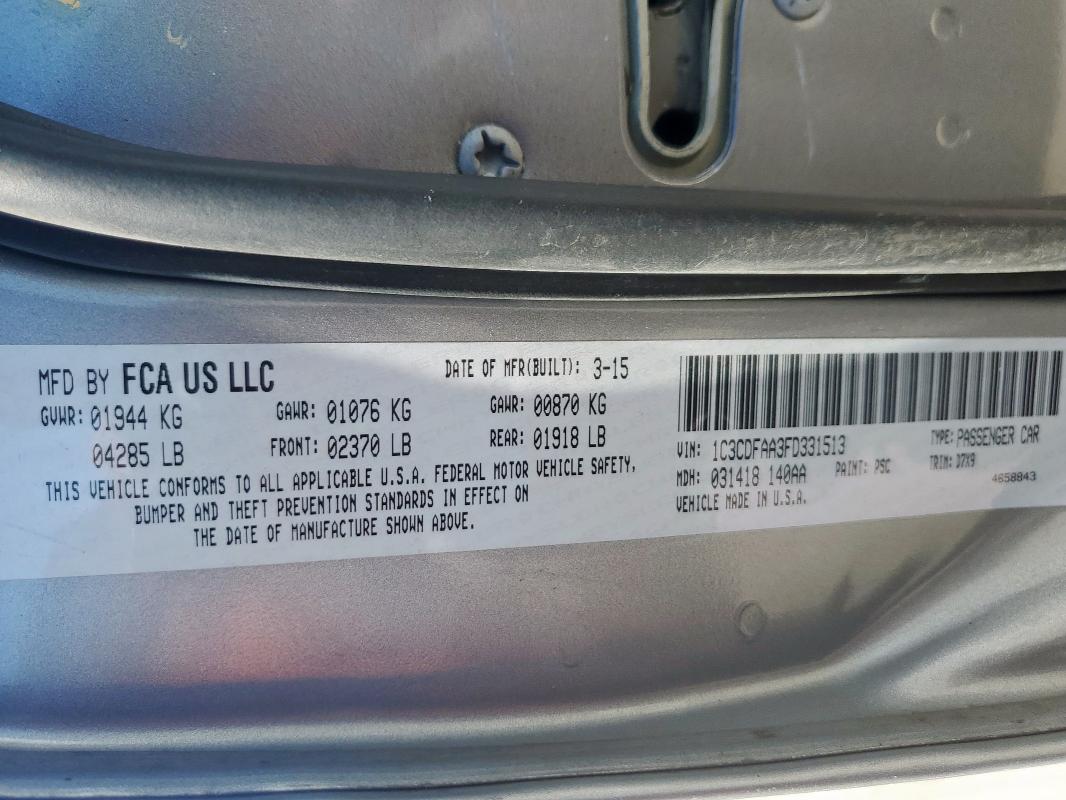 2015 DODGE DART SE - 1C3CDFAA3FD331513