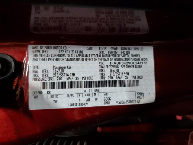 2016 FORD FOCUS SE - 1FADP3K29GL243172