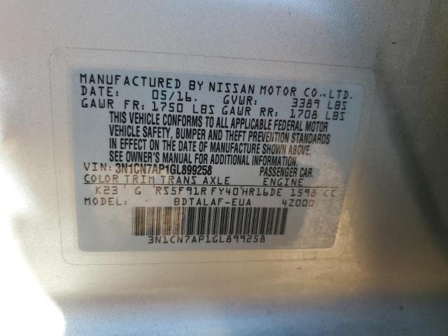 2016 NISSAN VERSA S - 3N1CN7AP1GL899258