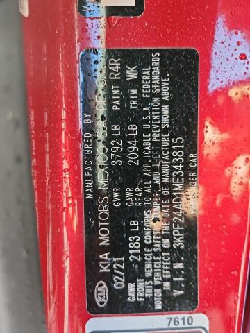 2021 KIA FORTE FE #3293495432