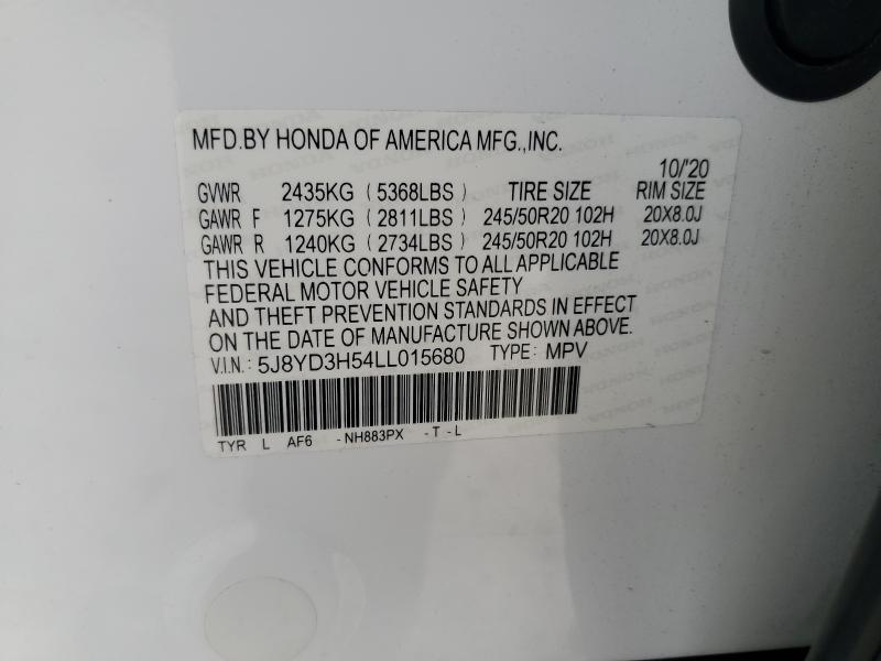 2020 ACURA MDX TECHNOLOGY 5J8YD3H54LL015680