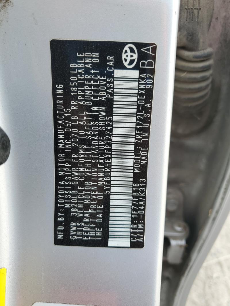 2015 TOYOTA COROLLA L - 5YFBURHEXFP327425