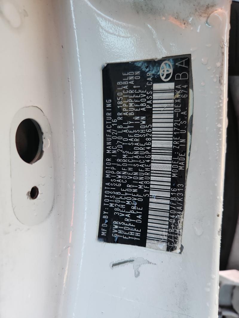 2016 TOYOTA COROLLA LE - 5YFBURHE4GP468265