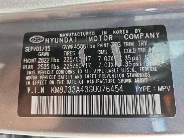 2016 HYUNDAI TUCSON LIM KM8J33A43GU076454