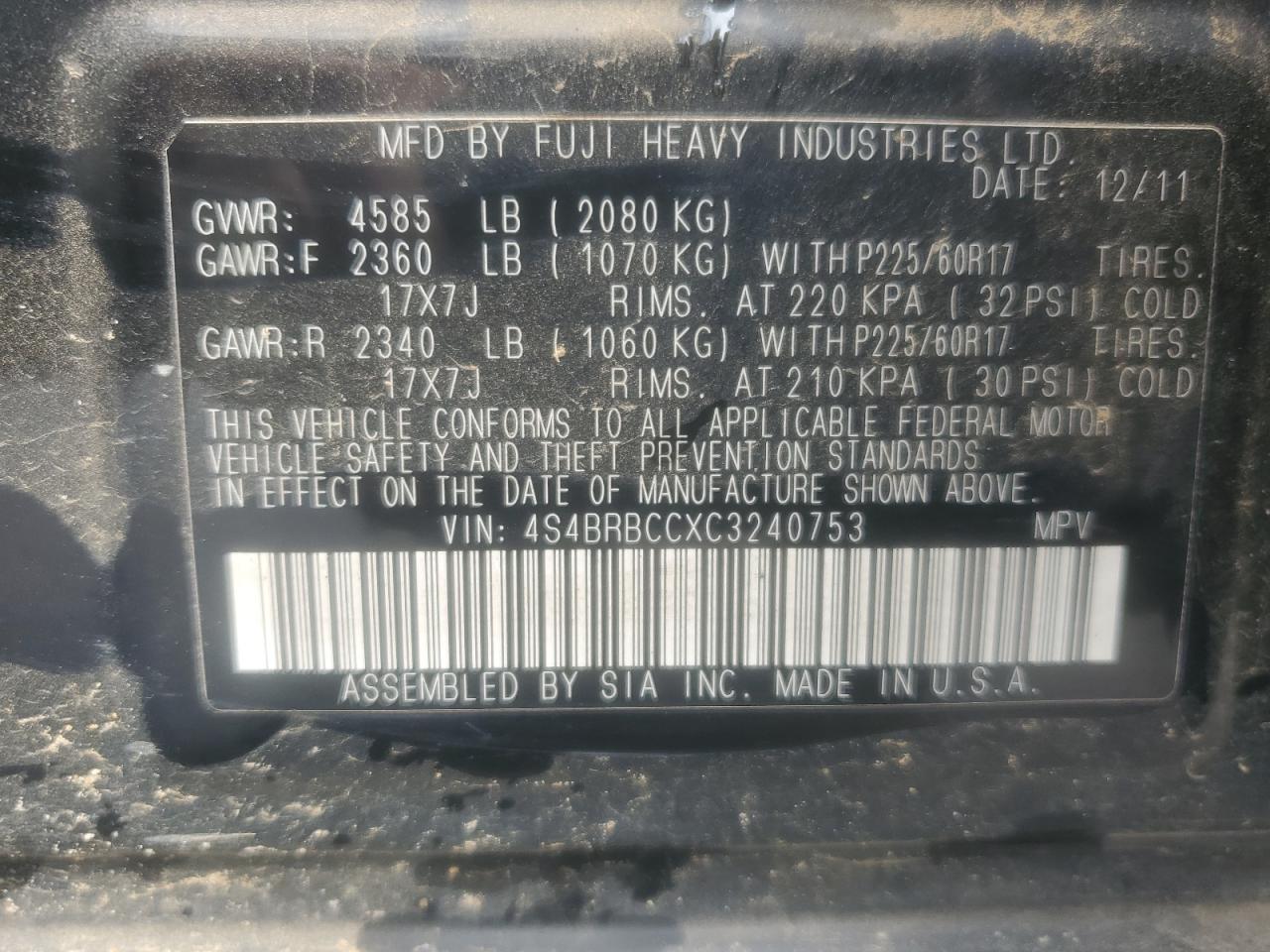 SUBARU OUTBACK 2.5I PREMIUM