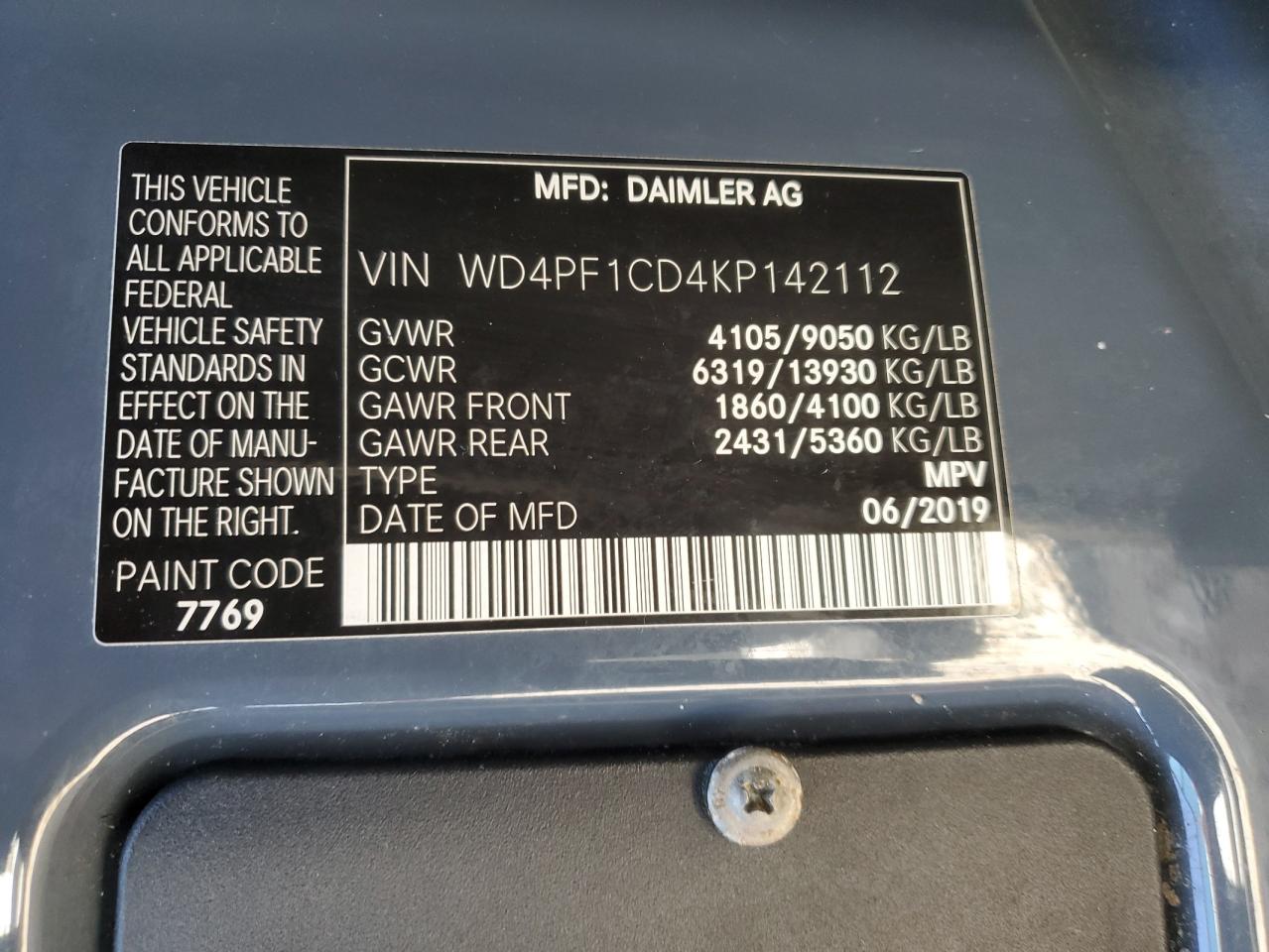 Lot #3316786420 2019 MERCEDES-BENZ SPRINTER