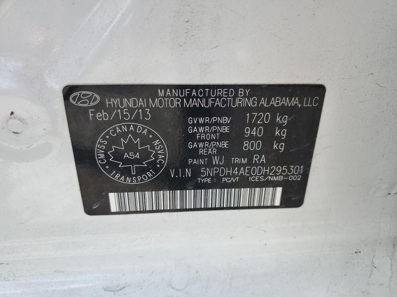 Lot #3316721433 2013 HYUNDAI ELANTRA GLS