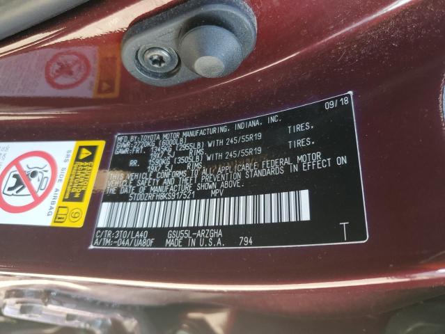 2019 TOYOTA HIGHLANDER LIMITED - 5TDDZRFH8KS917521