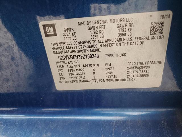 2015 CHEVROLET SILVERADO 1GCVKREH3FZ190240