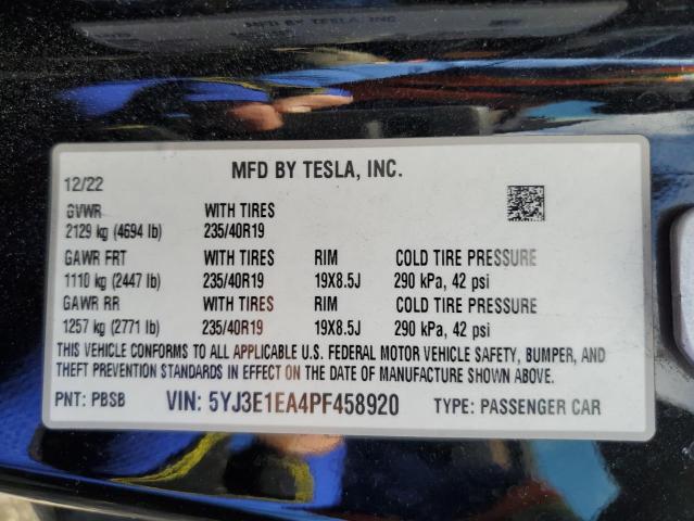2023 TESLA MODEL 3 - 5YJ3E1EA4PF458920
