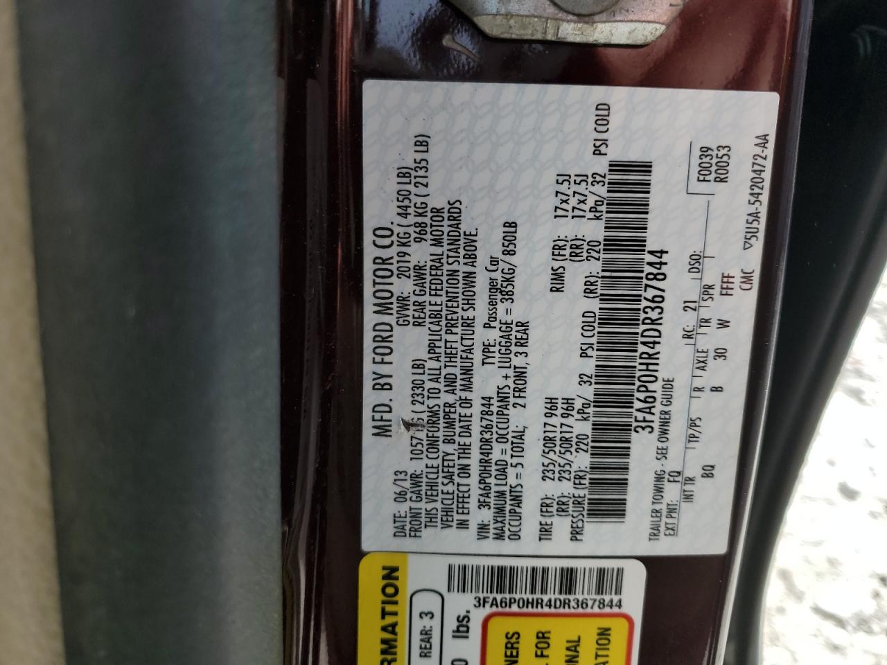 Lot #3301808333 2013 FORD FUSION SE