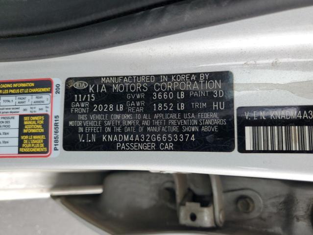 2016 KIA RIO LX - KNADM4A32G6653374