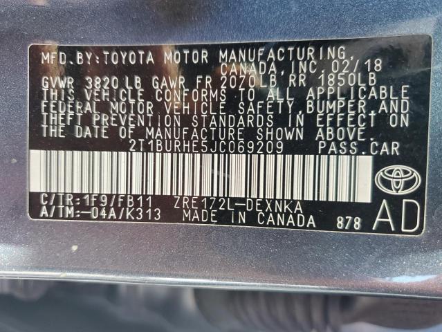2018 TOYOTA COROLLA L - 2T1BURHE5JC069209