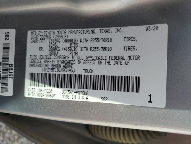 2020 TOYOTA TUNDRA CREWMAX SR5 5TFDY5F19LX934953