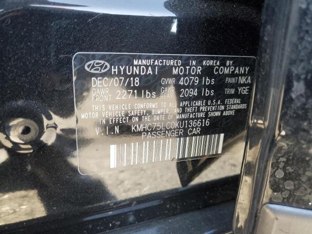 2019 HYUNDAI IONIQ SEL KMHC75LC0KU136616