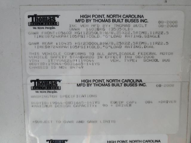 2009 THOMAS SAF-T-LINER HDX #3256344373