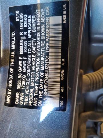 2018 HONDA CIVIC SPOR - SHHFK7G40JU231701