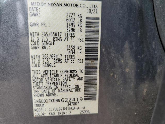 2022 NISSAN FRONTIER S - 1N6ED1FK0NN622419