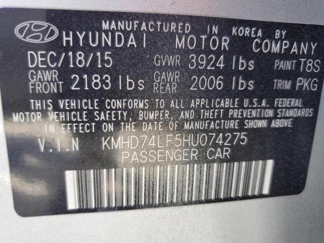 2017 HYUNDAI ELANTRA SE KMHD74LF5HU074275