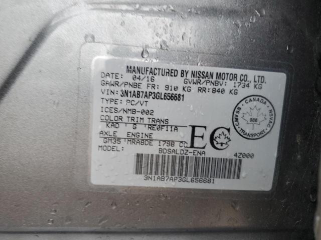 2016 NISSAN SENTRA S - 3N1AB7AP3GL656681