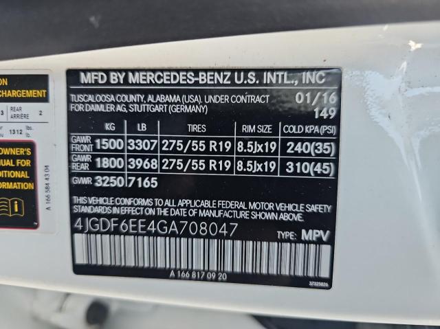 2016 MERCEDES-BENZ GL 450 4MA 4JGDF6EE4GA708047