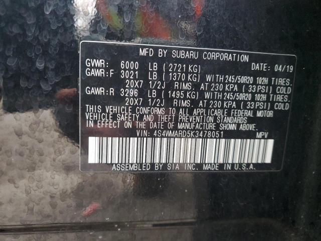 2019 SUBARU ASCENT TOURING - 4S4WMARD5K3478051