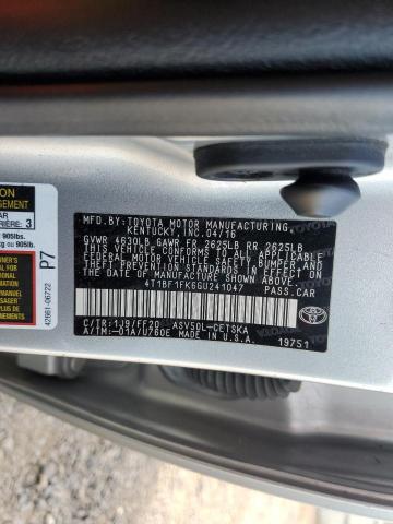 2016 TOYOTA CAMRY LE 4T1BF1FK6GU241047