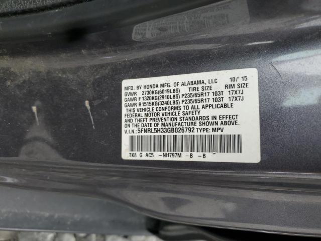 2016 HONDA ODYSSEY SE 5FNRL5H33GB026792